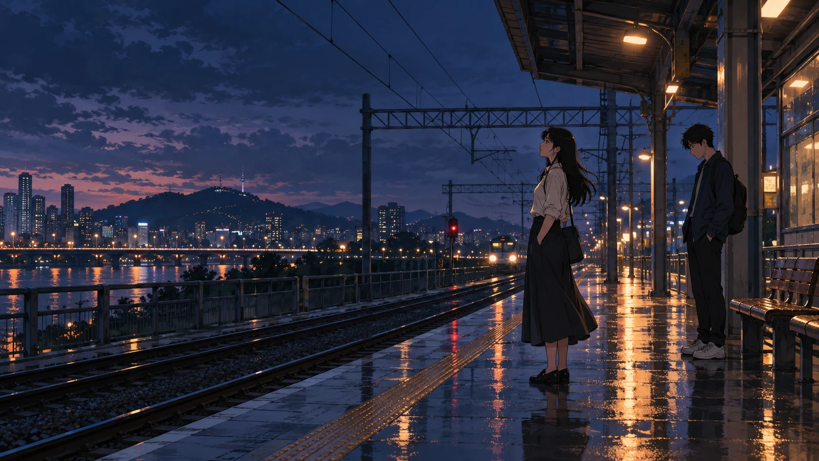 플랫폼에서 마주한 두 인물의 로맨스 콘셉트